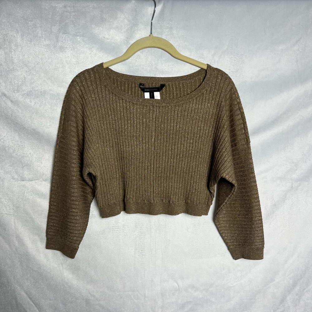BCBG Metallic Cropped Ribbed Sweater - Picture 3 of 8